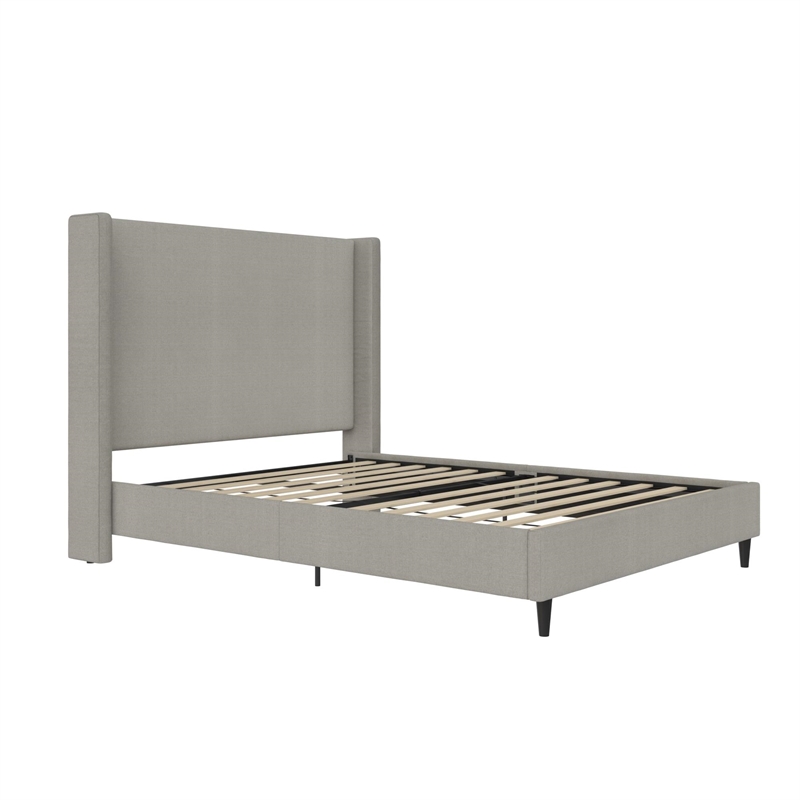 DHP Eveline Upholstered Platform Bed Frame - Queen in Textured Gray Canvas