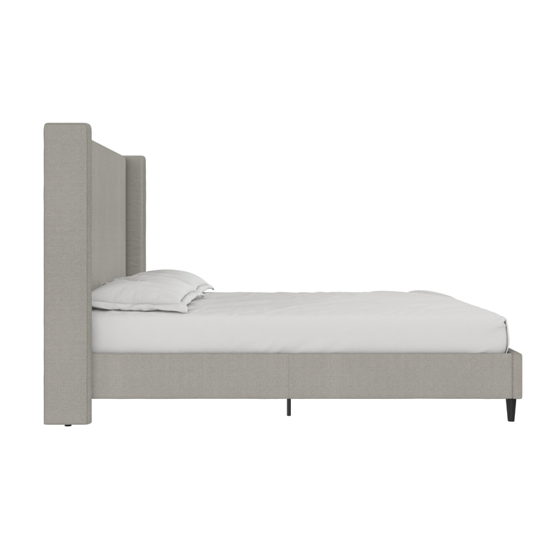 DHP Eveline Upholstered Platform Bed Frame - Queen in Textured Gray Canvas