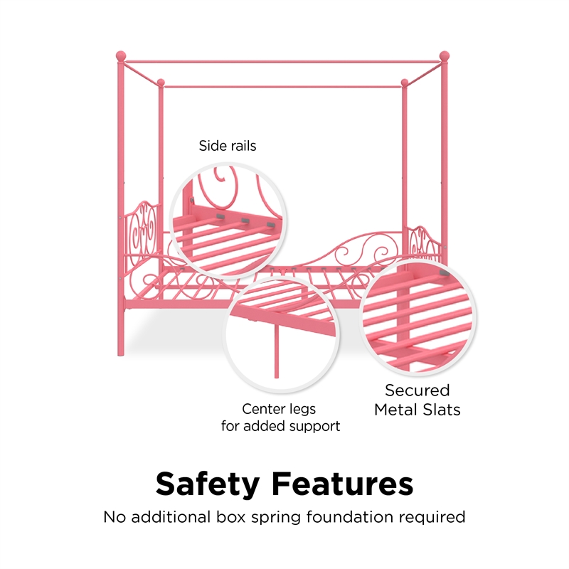 DHP Capri Full Metal Bed in Pink