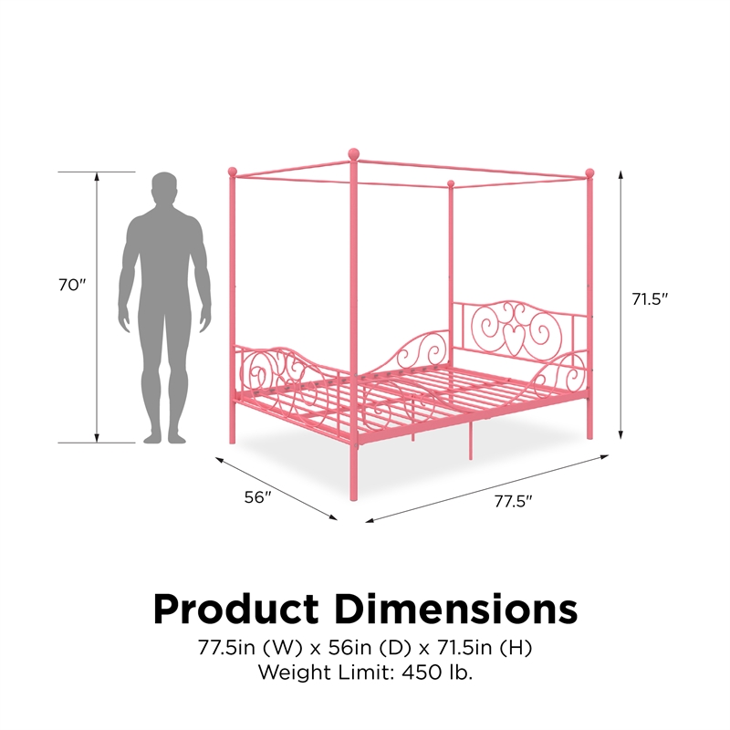 DHP Capri Full Metal Bed in Pink