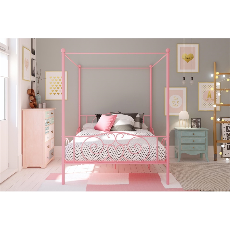 DHP Capri Full Metal Bed in Pink