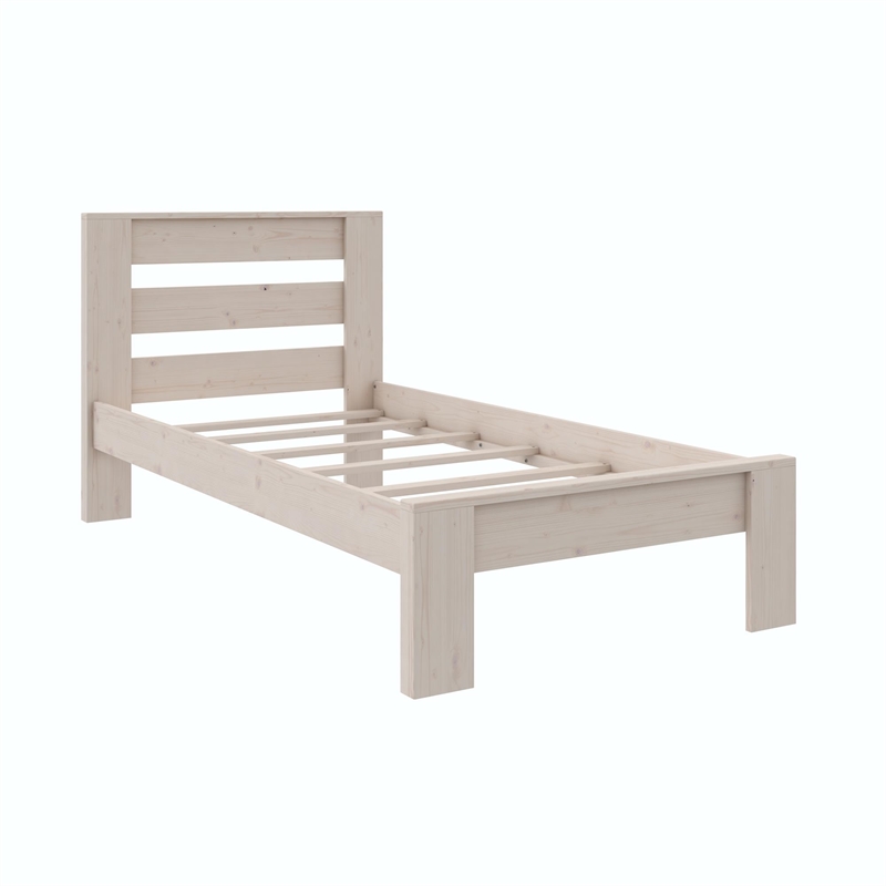 DHP Jaymee Twin Platform Bed Frame in Solid Wood in Sandwashed Gray