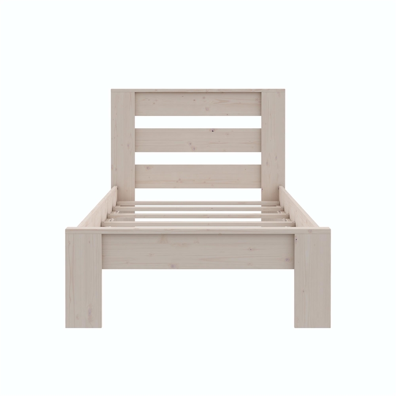 DHP Jaymee Twin Platform Bed Frame in Solid Wood in Sandwashed Gray