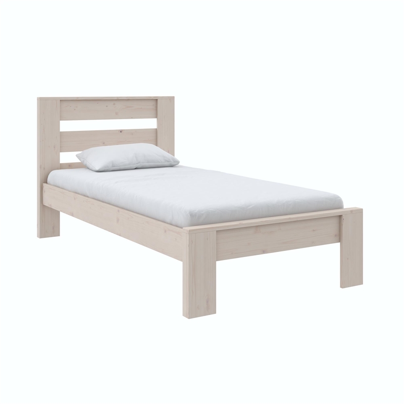 DHP Jaymee Twin Platform Bed Frame in Solid Wood in Sandwashed Gray