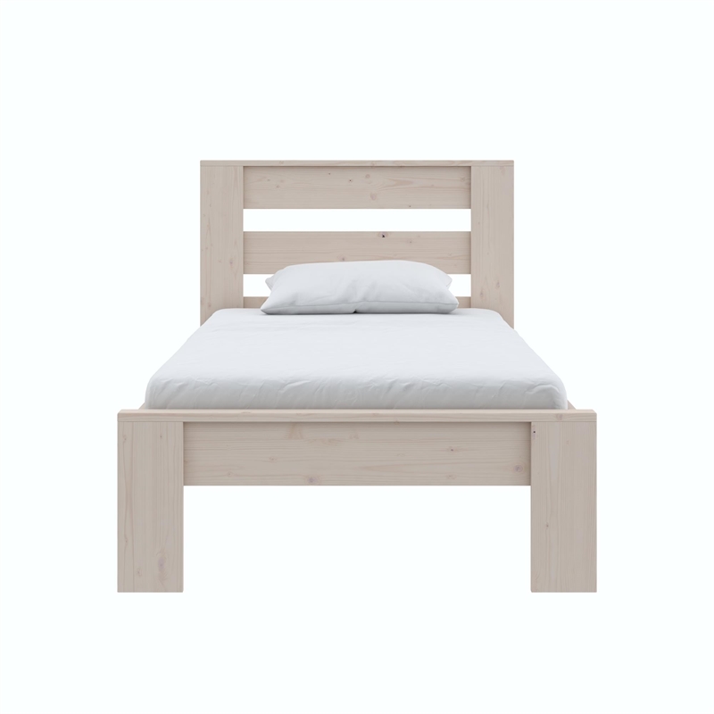 DHP Jaymee Twin Platform Bed Frame in Solid Wood in Sandwashed Gray