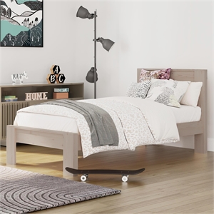 dhp jaymee kids twin platform bed frame in solid wood in sandwashed gray