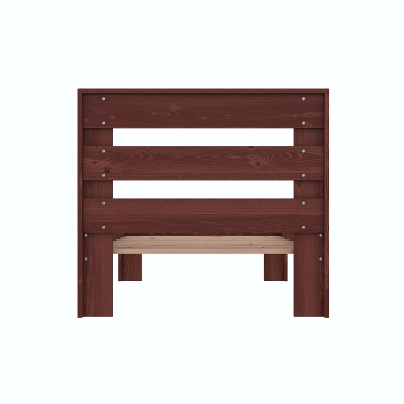 DHP Jaymee Twin Platform Bed Frame in Solid Wood in Nutmeg