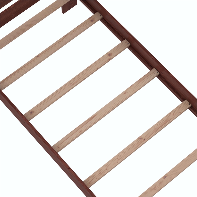 DHP Jaymee Twin Platform Bed Frame in Solid Wood in Nutmeg