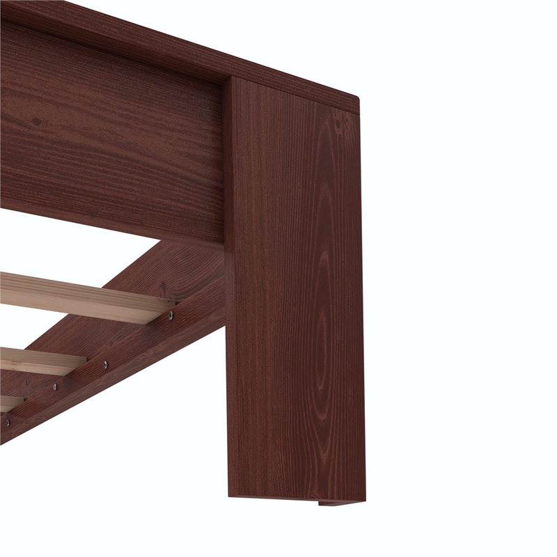 DHP Jaymee Twin Platform Bed Frame in Solid Wood in Nutmeg