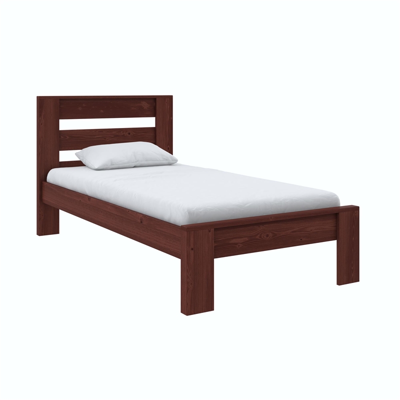 DHP Jaymee Twin Platform Bed Frame in Solid Wood in Nutmeg