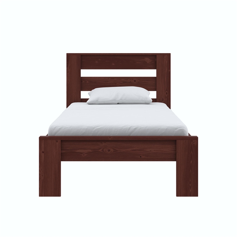 DHP Jaymee Twin Platform Bed Frame in Solid Wood in Nutmeg