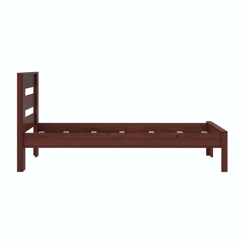 DHP Jaymee Twin Platform Bed Frame in Solid Wood in Nutmeg