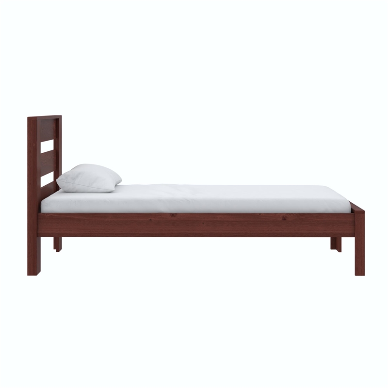 DHP Jaymee Twin Platform Bed Frame in Solid Wood in Nutmeg