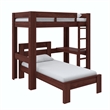 DHP Jaymee L-Shaped Twin/Twin Bunk Bed with Desk in Nutmeg