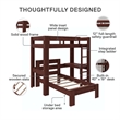 DHP Jaymee L-Shaped Twin/Twin Bunk Bed with Desk in Nutmeg
