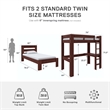 DHP Jaymee L-Shaped Twin/Twin Bunk Bed with Desk in Nutmeg