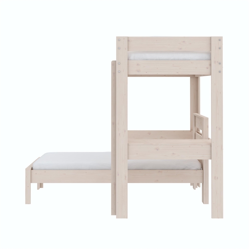 DHP Jaymee L-Shaped Twin/Twin Bunk Bedwith Desk in Sandwashed Gray