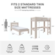 DHP Jaymee L-Shaped Twin/Twin Bunk Bedwith Desk in Sandwashed Gray