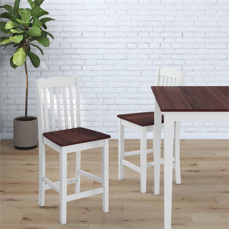 DHP Shiloh 3-Piece Counter Height Dining Set in Rustic Mahogany/White