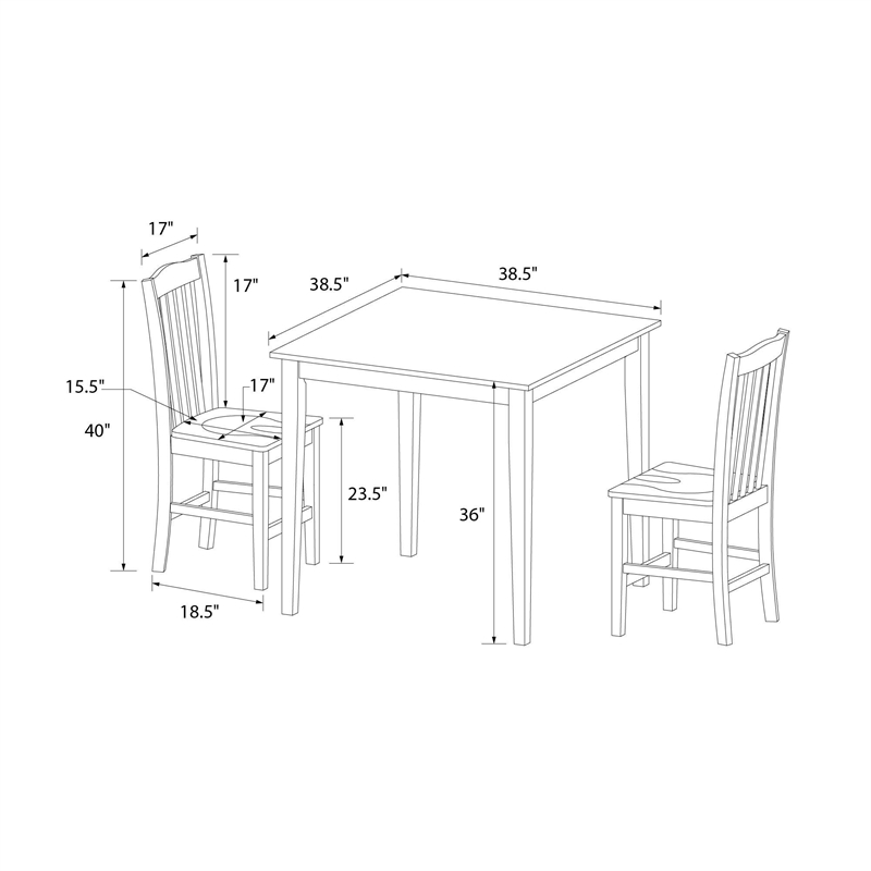 DHP Shiloh 3-Piece Counter Height Dining Set in Rustic Mahogany/White