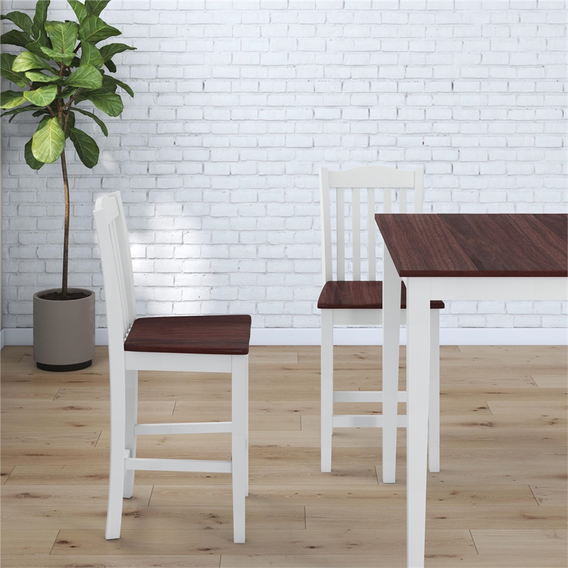 DHP Shiloh 3-Piece Counter Height Dining Set in Rustic Mahogany/White