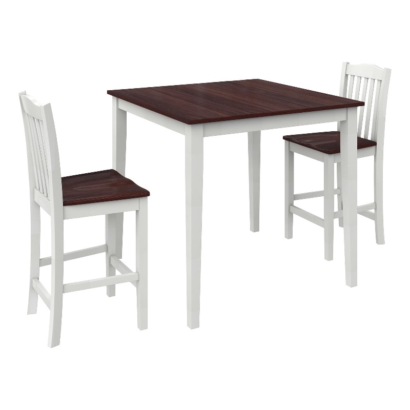 DHP Shiloh 3-Piece Counter Height Dining Set in Rustic Mahogany/White