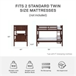 DHP Bailen Twin-over-Twin Convertible Solid Wood Bunk Bed in Nutmeg