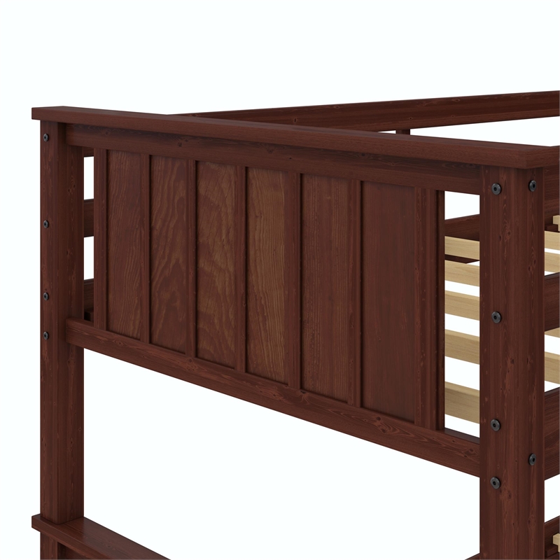 DHP Bailen Twin-over-Twin Convertible Solid Wood Bunk Bed in Nutmeg