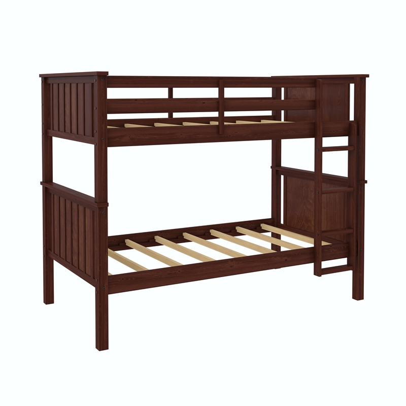 DHP Bailen Twin-over-Twin Convertible Solid Wood Bunk Bed in Nutmeg