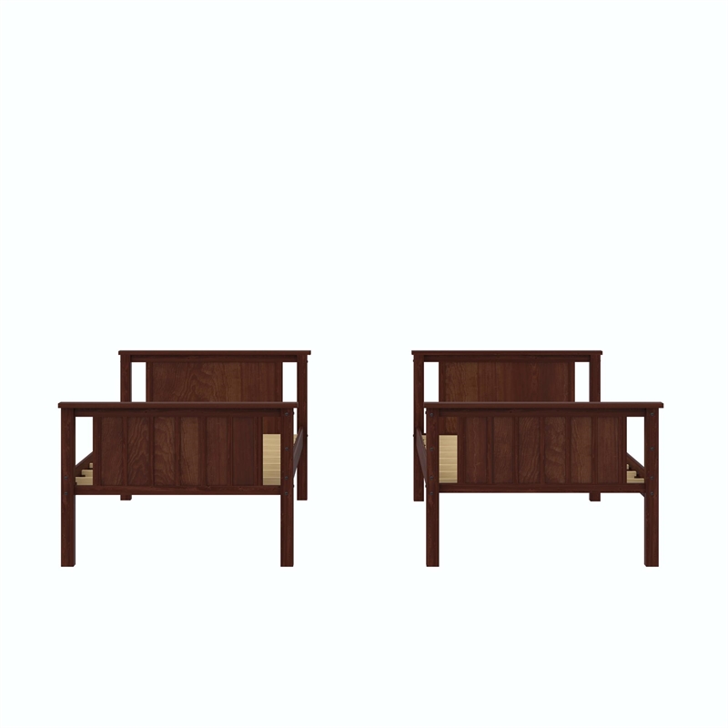 DHP Bailen Twin-over-Twin Convertible Solid Wood Bunk Bed in Nutmeg