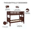 DHP Bailen Twin-over-Twin Convertible Solid Wood Bunk Bed in Nutmeg