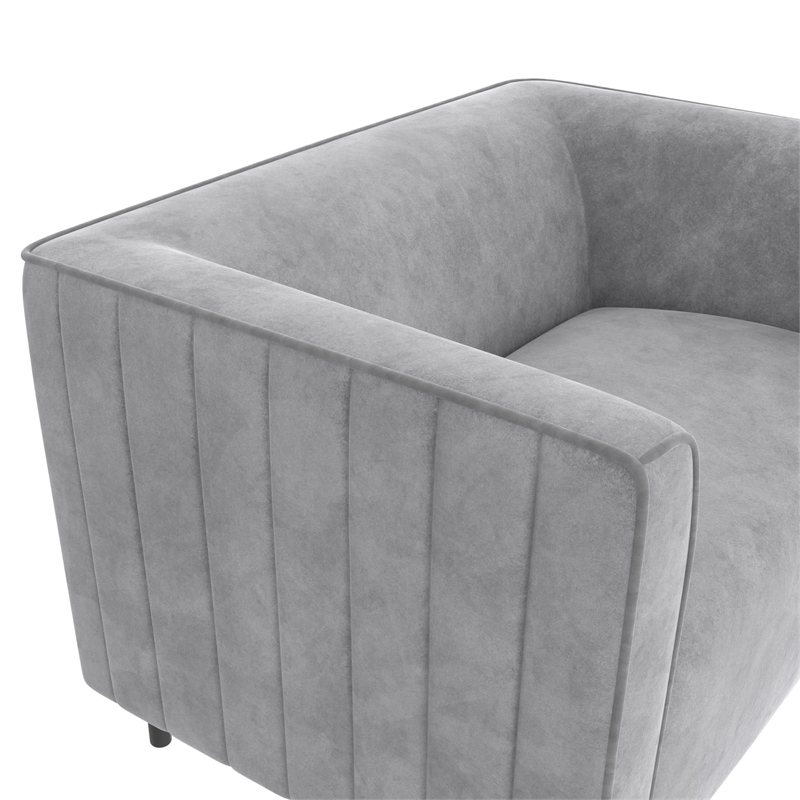 CosmoLiving Blair Upholstered Accent Chair and a Half in Light Gray Velvet
