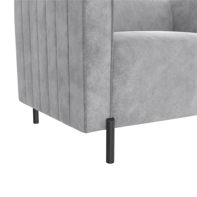 CosmoLiving Blair Upholstered Accent Chair and a Half in Light Gray Velvet