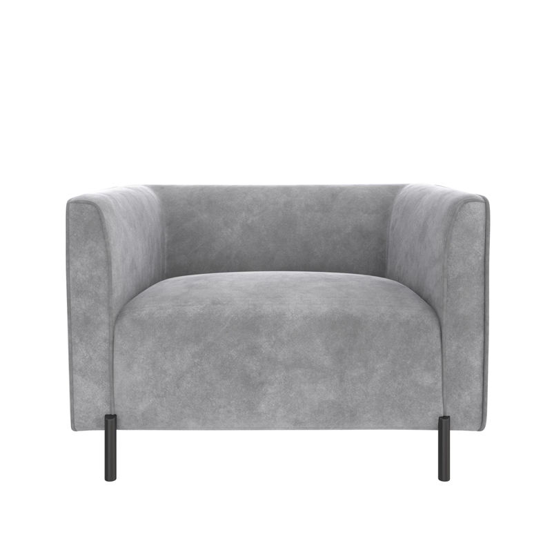 CosmoLiving Blair Upholstered Accent Chair and a Half in Light Gray Velvet
