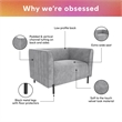 CosmoLiving Blair Upholstered Accent Chair and a Half in Light Gray Velvet
