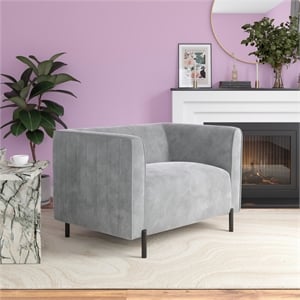 CosmoLiving Blair Upholstered Accent Chair and a Half in Light Gray Velvet