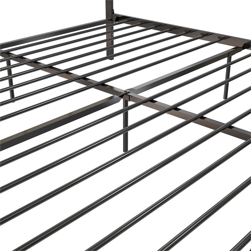 Mr. Kate Roxanne King Metal Platform Bed Frame with Cane Headboard in Black