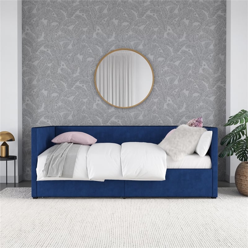 DHP Arliss Modern Glam Tuxedo Daybed with Storage - Twin in Blue Velvet