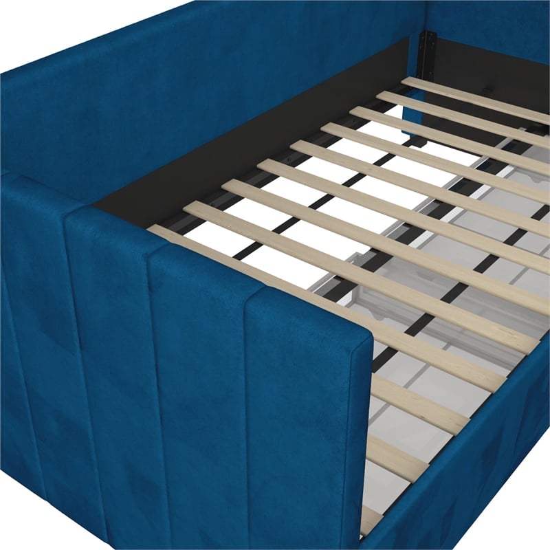 DHP Arliss Modern Glam Tuxedo Daybed with Storage - Twin in Blue Velvet