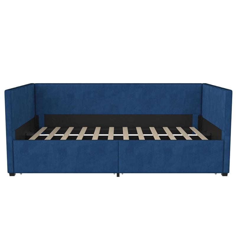 DHP Arliss Modern Glam Tuxedo Daybed with Storage - Twin in Blue Velvet