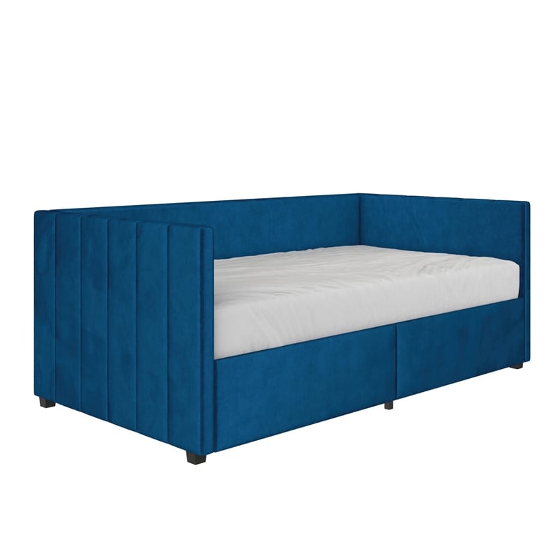 DHP Arliss Modern Glam Tuxedo Daybed with Storage - Twin in Blue Velvet