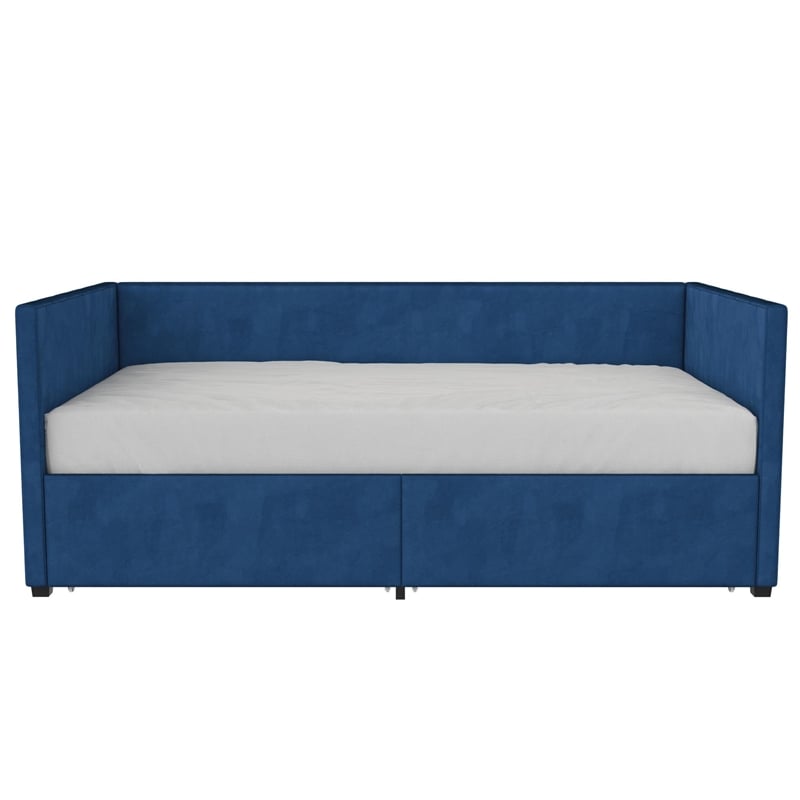 DHP Arliss Modern Glam Tuxedo Daybed with Storage - Twin in Blue Velvet