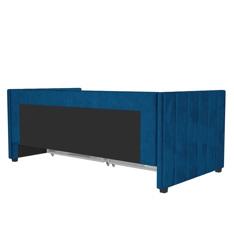 DHP Arliss Modern Glam Tuxedo Daybed with Storage - Twin in Blue Velvet