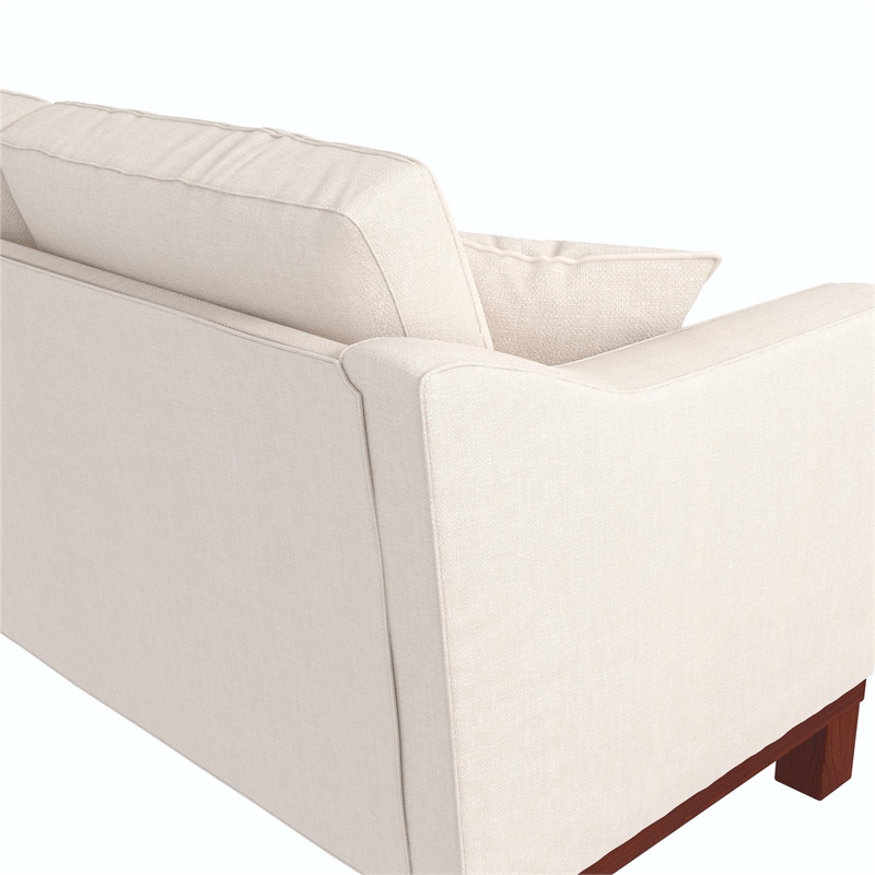 DHP Brooklyn Upholstered Wood Base Sofa w/2 Throw Cushions in Textured Beige