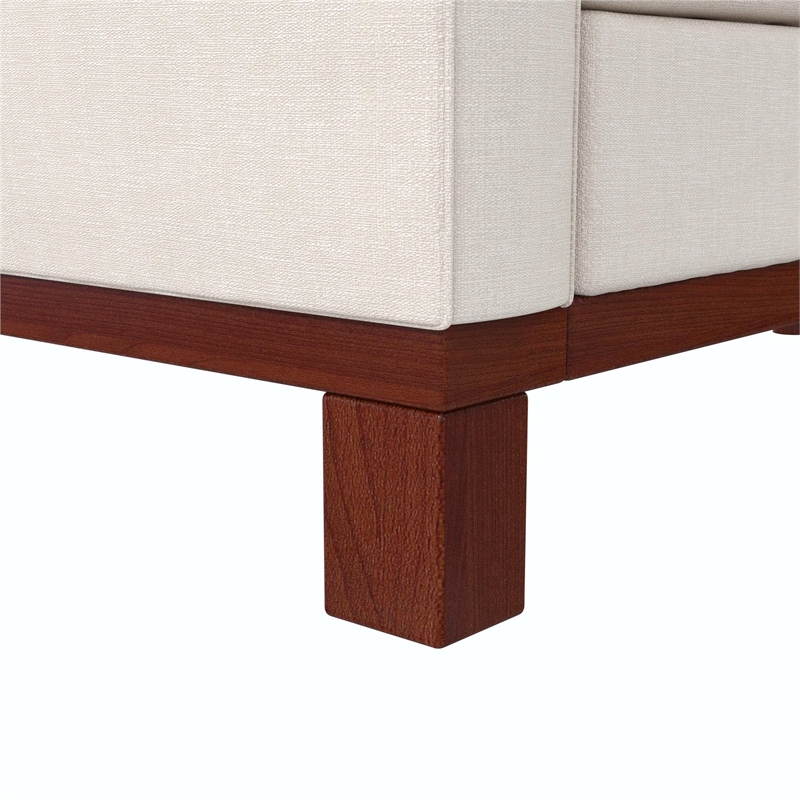 DHP Brooklyn Upholstered Wood Base Sofa w/2 Throw Cushions in Textured Beige