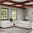 DHP Brooklyn Upholstered Wood Base Sofa w/2 Throw Cushions in Textured Beige