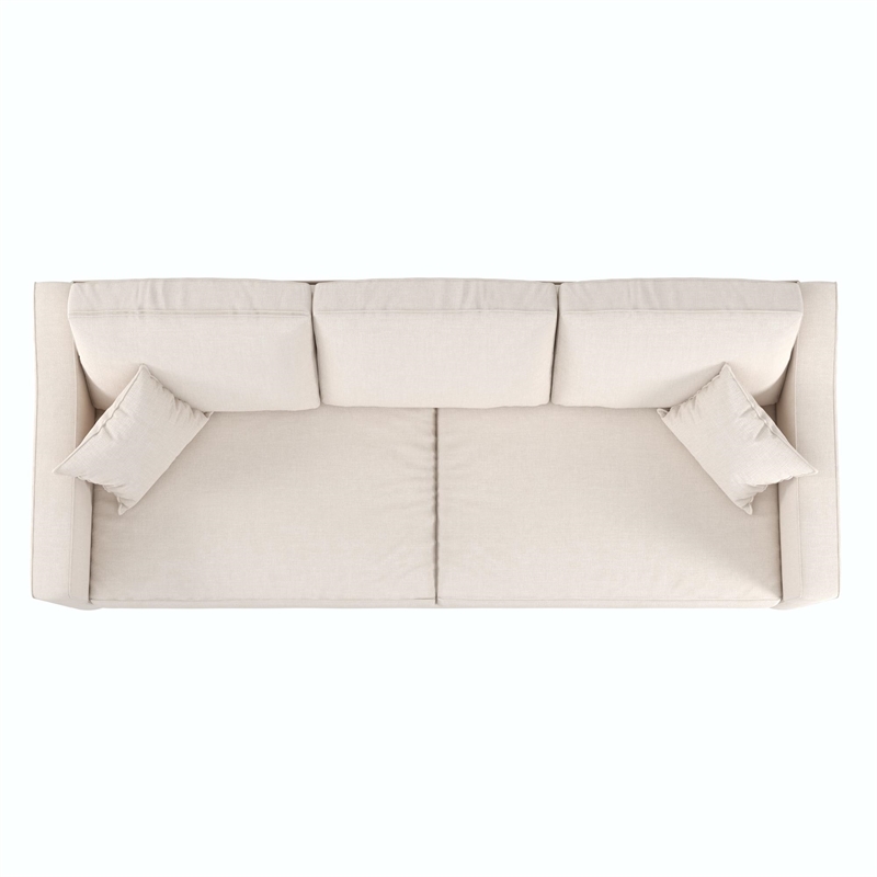 DHP Brooklyn Upholstered Wood Base Sofa w/2 Throw Cushions in Textured Beige
