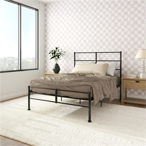 mr. kate mackenzie full metal platform bed frame w/3 adjustable heights - black