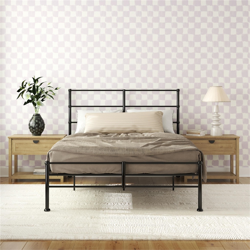 Mr. Kate MacKenzie Queen Metal Platform Bed Frame w/3 Adjustable Heights - Black