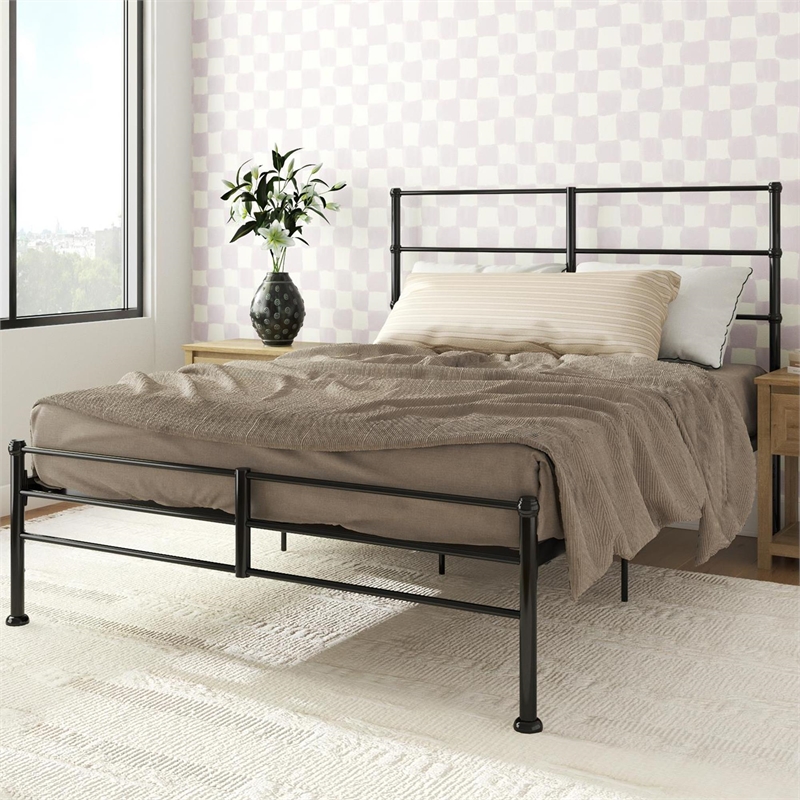 Mr. Kate MacKenzie Queen Metal Platform Bed Frame w/3 Adjustable Heights - Black